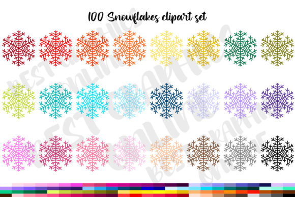 100 Christmas Snowflakes Clipart