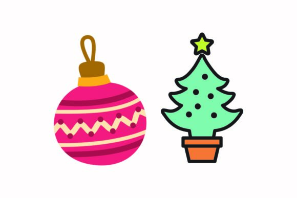 Christmas Accessories Miniature Tree Illustrations