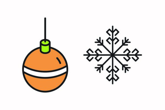 Christmas Ball Black Snowflake Vector Illustrations
