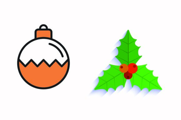 Christmas Ball Decorations Holly Berries Illustrations