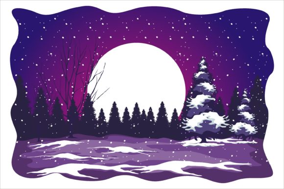 Christmas Beauty Snow in Night Illustrations