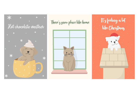 Christmas Card with Animal Illustrations