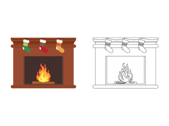 Christmas Fireplace Fill Outline Icon