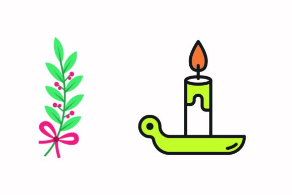 Christmas Holly Berries Candle Vector