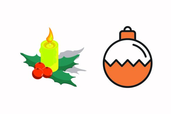 Christmas Holly Berries Candle Vectors