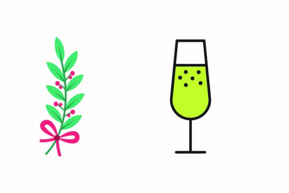 Christmas Holly Berries Drink Vector Illustrations