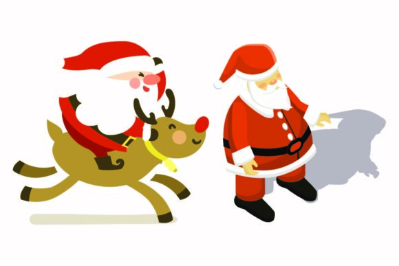 Christmas Santa Funny Deer Illustrations