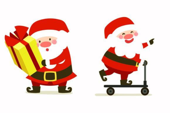 Christmas Santa Scooter Illustration