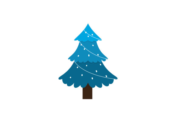 Christmas Tree Blue Color Illustrations