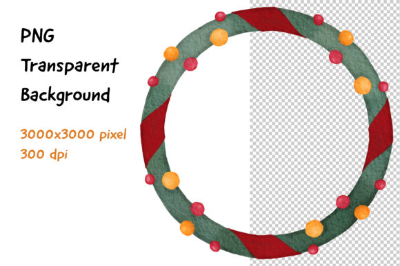 Christmas Wreath Frame Watercolor Illustrations