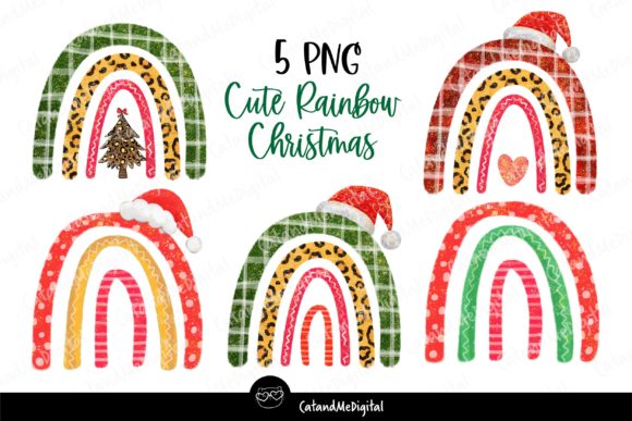 Cute Rainbow Christmas Sublimation Illustrations