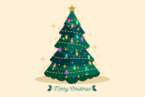 Flat Christmas Tree Illustrations for Branding