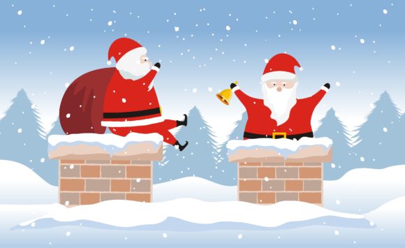 Santa Claus in Christmas Snow Illustrations