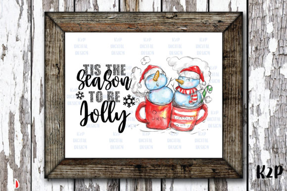 Sublimation Christmas Snowmen Hot Drink Illustrations